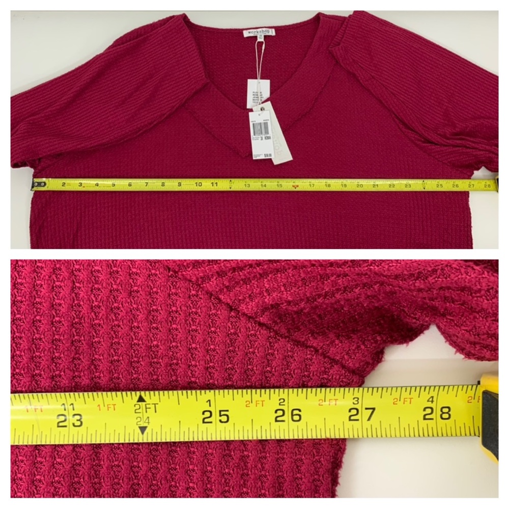 Workshop Republic Clothing Red Magenta Waffle Knit Sweater Soft Cozy & Stretchy - Picture 15 of 16